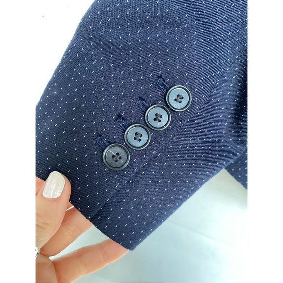 Ann Taylor NWOT Navy Blue White Dot Blazer Jacket, Size 8 - Picture 7 of 10